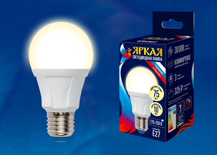 LED-A60 10W/WW/E27/FR PLP01WH Лампа светодиодная. Форма «А», матовая. Серия Яркая. Теплый белый свет LED-A60 10W/WW/E27/FR PLP01WH Лампа светодиодная. Форма «А», матовая. Серия Яркая. Теплый белый свет