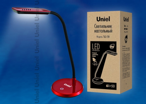 TLD-510 Red/Светильник настольный Uniel (LED/6W/550Lm/4500K/С диммером/Цвет-красный) TLD-510 Red/Светильник настольный Uniel (LED/6W/550Lm/4500K/С диммером/Цвет-красный)