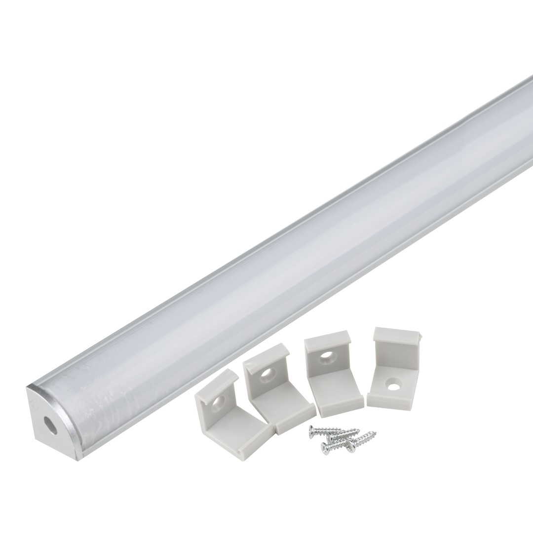 UFE-K06 SILVER/FROZEN 200 POLYBAG Угловой алюминиевый профиль с матовым рассеивателем, 200 см. 2 заг